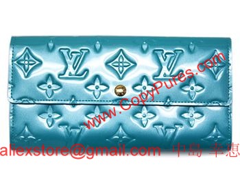 ルイヴィトン　LOUIS VUITTON　ヴィトン 財布　LV　ヴェルニ　ファスナー長札　長財布　ポルトフォイユ・サラ　ブルーラゴン　M91741